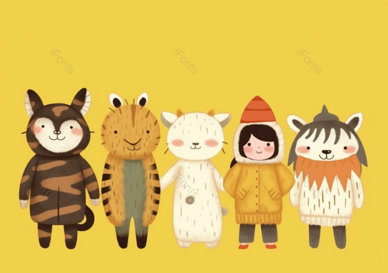 儿童卡通动物人物猫咪狮子手绘插画图,插画/手绘图,插画/手绘图库,插画/手绘图下载,插画/手绘